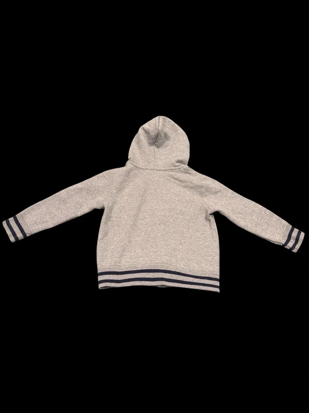 Baby GAP Gray Hooded Zip Sweatshirt with Red Logo and Navy Stripes